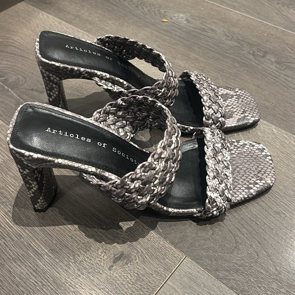 Articles of Society Asti Braided Open Square Toe Blocked Heeled Sandals Size 10 - Picture 5 of 16